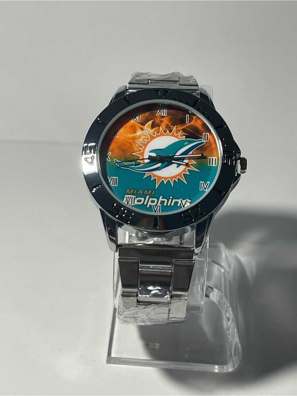 Miami Dolphins Stainless Steel Watch - Teal and Orange